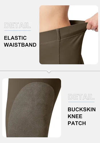Vista 5 de SANTINY Pantalones de equitación para mujer con bolsillos con cremallera, mallas de escuela con parche en la rodilla, pantalones ecuestres para mujer