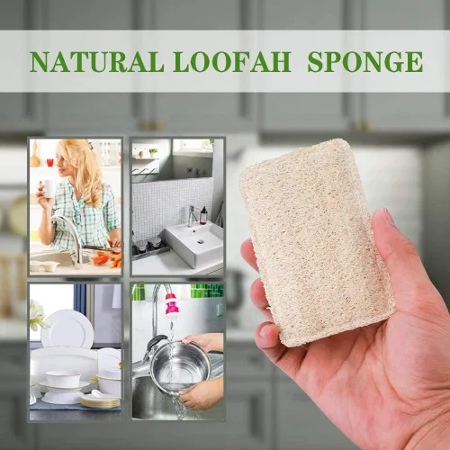 Vista 5 de Esponjas para platos de lufa para cocina, esponjas naturales orgánicas para platos, ecológicas no rayadas, biodegradables para limpieza, 6
