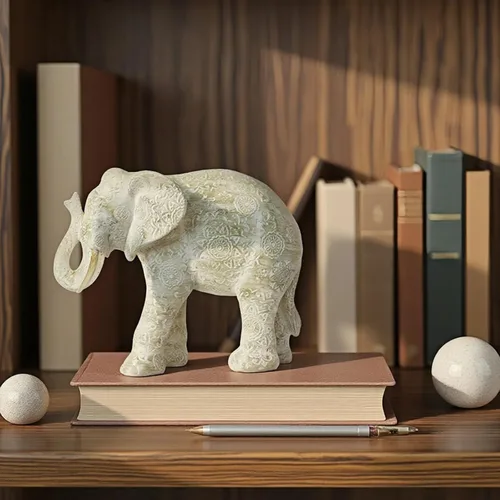 Vista 5 de Guichifun Estatuas de Elefante Decorativas Figuras Coleccionables - Decoración de Elefante Bohemio de Resina Crema Hecho a Mano Trae Buena Suerte
