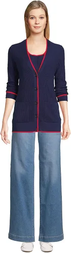 Vista 4 de Lands' End Conjunto de cárdigan y suéter sin mangas de algodón de calibre fino para mujer