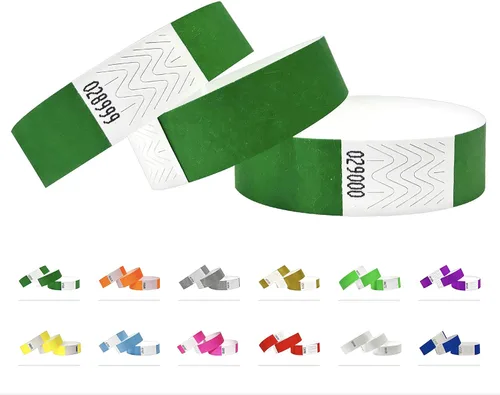 Vista 5 de Pulseras Tyvek – Paquete de 500 pulseras Tyvek de 3/4 pulgadas para eventos Rosado