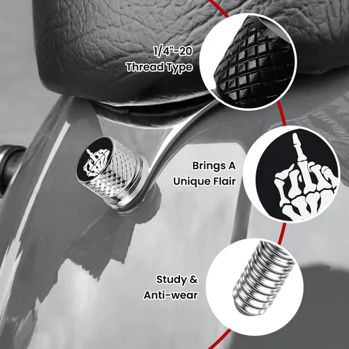 Vista 5 de Tornillo de tornillo de asiento de guardabarros moleteado de acero inoxidable de 1/4 "-20 roscas compatible con Harley Sportster Touring Softail