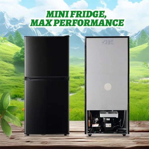 Vista 3 de DEMULELR - Refrigerador pequeño de 3.9 pies cúbicos con congelador, refrigerador de dos puertas con cajón para verduras y espacio extra