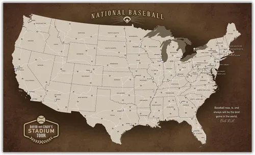 Vista 11 de HolyCowCanvas Mapa Rastreador de Estadios de Béisbol en Lienzo Personalizado con Chinchetas, Lista de Deseos de Parques, Regalo Personalizado