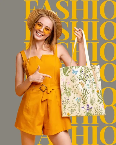 Vista 2 de AUSVKAI Bolsa de lona estética para mujer, lindas bolsas de algodón reutilizables de tela para la universidad, compras, playa, comestibles, regalos