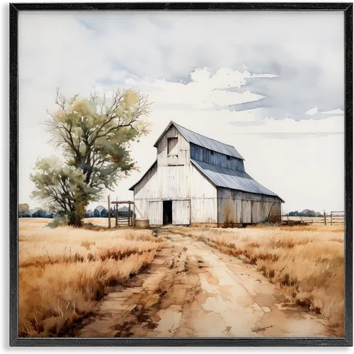 Vista 11 de Stupell Industries Arte giclée enmarcado de paisaje de granero de granja de Ray Powers Enmarcado en blanco