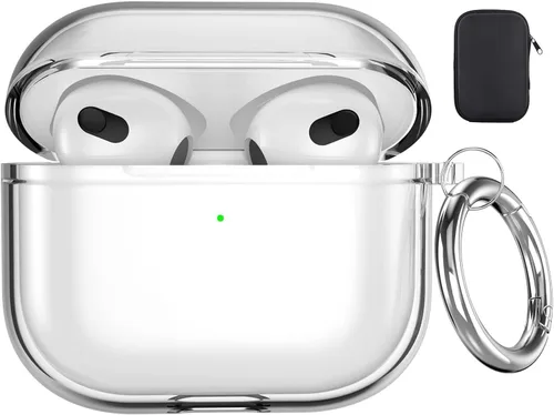 Vista 38 de Valkit - Funda transparente protectora para estuche de AirPods, con llavero, poliuretano termoplástico suave, a prueba de golpes, compatible