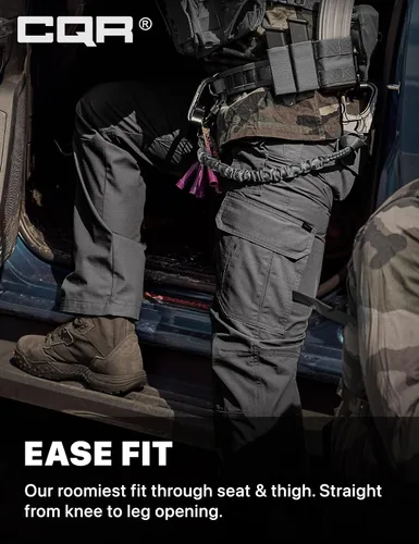 Vista 5 de CQR Pantalones tácticos para hombre, resistentes al agua, pantalones cargo Ripstop, ligeros EDC trabajo, senderismo, ropa para exteriores