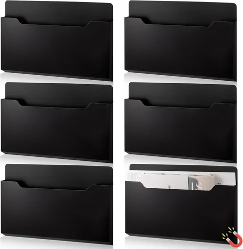 Vista 15 de Fuutreo Organizador magnético de archivos de pared, 6 unidades, soporte magnético para archivos de pared, frigorífico, revistas, papel para cartas