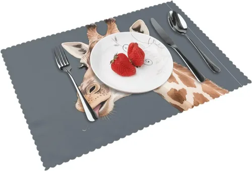 Vista 16 de Rectangular Placemats Set of 4, Heat Resistant Cat Printed Kitchen Dining Table Mats