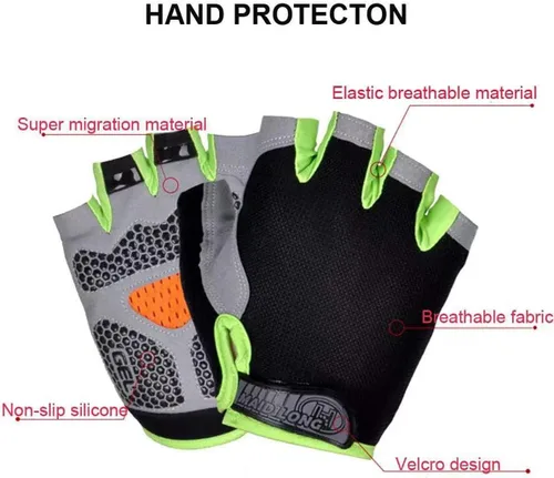 Vista 6 de Guantes de ciclismo de carretera de gel para hombre, guantes de ciclismo de medio dedo, guantes de bicicleta de carretera MTB, almohadilla de gel