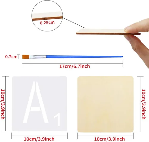 Vista 2 de 50 piezas de madera en blanco sin terminar de 4 pulgadas con 26 letras para decoración de pared, decoración del hogar, proyectos de manualidades