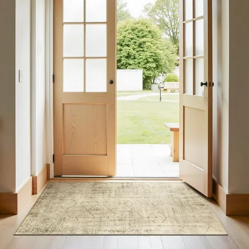 Vista 101 de jinchan - Tapete de pasillo marroquí de 2 x 6 pies con líneas, bohemio, lavable, para cocina, suave, geométrico, de lana sintética, antideslizante