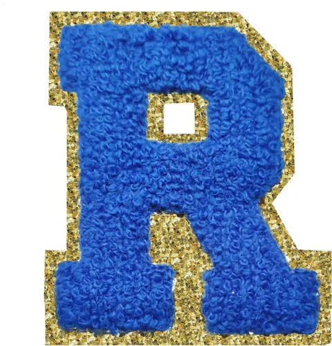 Vista 141 de 3Pcs Letter Patches Varsity Glitters Chenille,SPRT Iron on Blue Letter Patch,Alphabet Cloth Patch for Team Costume Decoration 3.1in Height S
