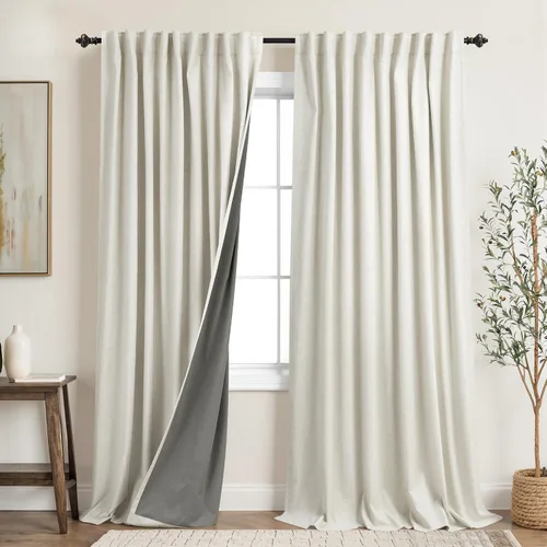 Vista 35 de KOUFALL - Cortinas de medio estilo francés de lino para ventana, juego de 2 cortinas cortas de 40 pulgadas de longitud, para privacidad, cortinas