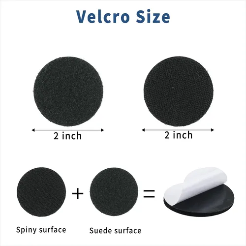 Vista 2 de 60 piezas (30 pares) de cierres de velcro autoadhesivos redondos de 2 pulgadas, puntos adhesivos circulares para unión industrial de alta