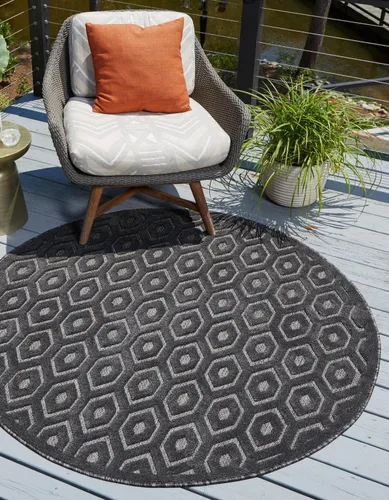 Vista 31 de Unique Loom Outdoor Trellis Textured Collection - Alfombra espacial (2 x 3 pies, rectangular, aguamarina y marfil)