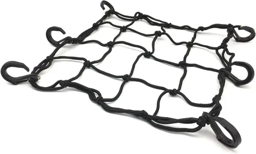 Vista 2 de Equipaje universal de red elástica para casco de motocicleta de 12 x 12 pulgadas con 6 ganchos de plástico compatibles con red de equipaje