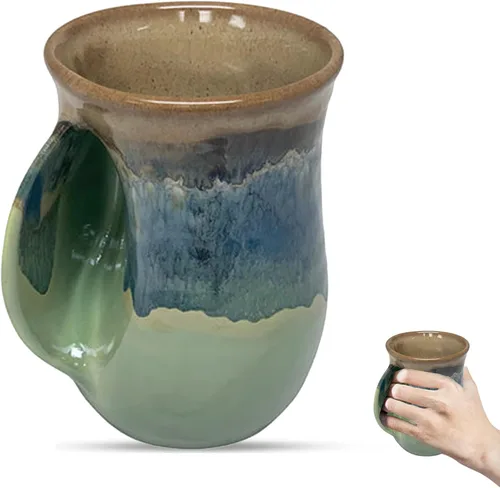 Vista 11 de Clay in Motion - Taza calentadora de manos para diestros, diseño Ocean Tide Marea del Océano
