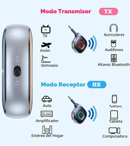 Vista 5 de KAIY Airplane - Adaptador Bluetooth para auriculares AirPods Bluetooth Transmitter for TV, 3.5mm Bluetooth Audio Adapter for Car Hands-Free