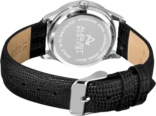 Vista 4 de August Steiner CN005S-AS - Reloj de monedas en tono plateado con cabeza india redonda para mujer, Moderno