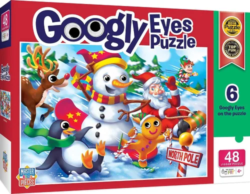 Vista 14 de Holiday - Googly Eyes - Rompecabezas de 48 piezas alrededor del árbol de Navidad