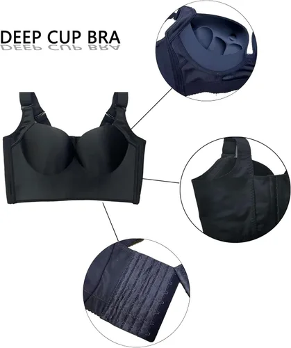 Vista 8 de Brasier deportivo con copa profunda para mujer, oculta la grasa de la espalda, brasier deportivo con realce incorporado con faja moldeadora
