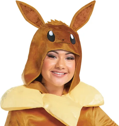Vista 4 de Disguise Disfraz de Eevee, disfraz oficial de Pokemon Deluxe para adultos y tocado