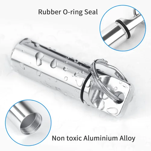 Vista 4 de Pequeño llavero de bolsillo para pastilleros (paquete de 3), mini organizador de píldoras portátil de aleación de aluminio para bolso, pastillero