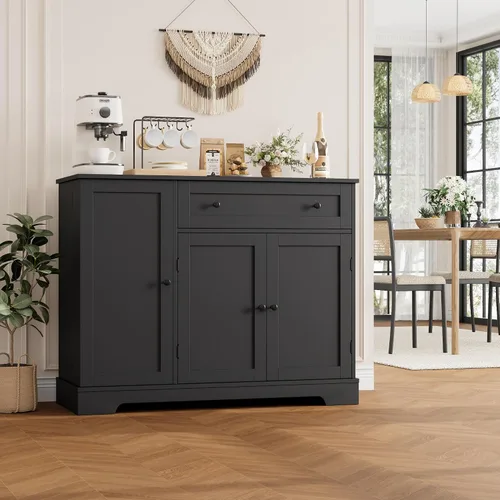 Vista 2 de HOSTACK Gabinete del buffet del aparador de cocina de 41" W, pequeña barra Negro