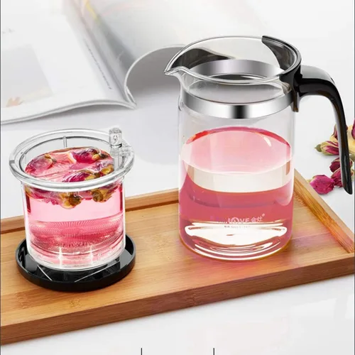 Vista 8 de Kamjove Tetera de cristal con filtro desmontable 16.9 fl oz, tetera resistente al calor de borosilicato de 16.9OZ