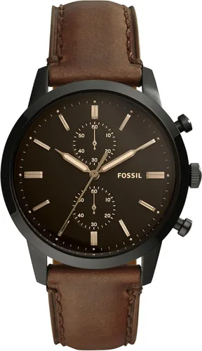 Vista 9 de Fossil Men's Townsman Quartz Stainless Steel and Leather Chronograph Watch Cuero Marrón/Plata/Azul