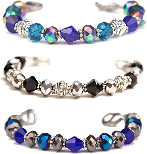 Vista 43 de Pulsera elástica de alerta médica, pulsera de identificación médica de repuesto intercambiable, etiqueta de identificación no incluida, cristales