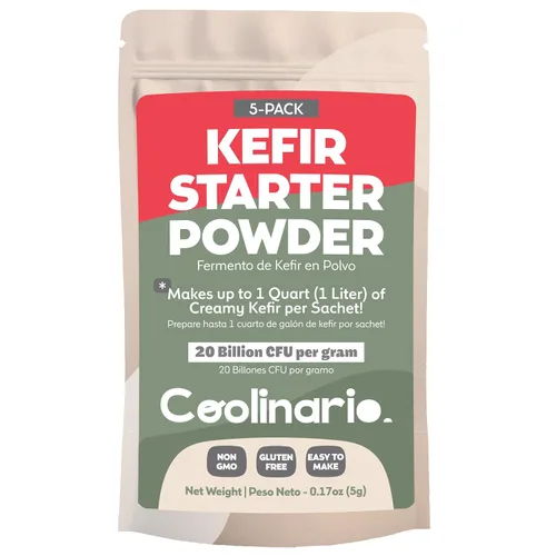 Vista 10 de Coolinario Kefir Starter (paquete de 10, bolsitas de 0.05 onzas) cultivos probióticos vivos Kit de inicio de kéfir casero, suave, cremoso