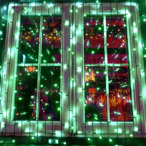 Vista 9 de Iluminación del hogar de 66 pies. Mini luces decorativas de Navidad de 200 luces LED de alambre verde, luces de hada estrellada enchufables, 8 modos