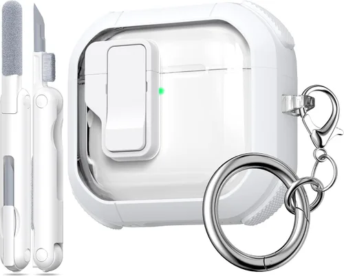 Vista 20 de Funda para AirPods de 4ª Generación, Diseño Transparente con Tapa Emergente Automática, Incluye Herramienta de Limpieza, Duradera y Resistente a