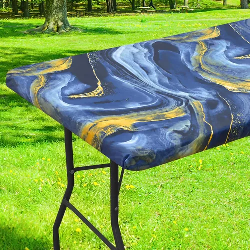 Vista 34 de Smiry Mantel cuadrado para mesa de pícnic, impermeable, elástico, ajustable, para campamento, protector de vinilo con parte trasera de franela Beige