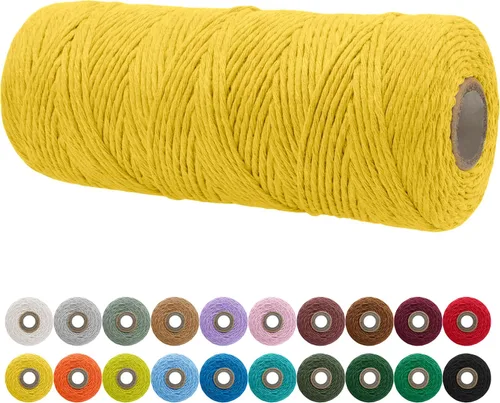 Vista 70 de JeogYong Cordón de macramé de un solo hilo 3 mm x 109 yardas (328 pies) Cuerda de algodón suave Hilo de macramé de 3 mm, suministros de macramé