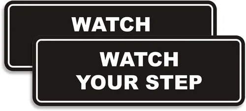 Vista 15 de Signs ByLITA Letrero estándar para pared o puerta con texto en inglés «Watch Your Step», señalización de salud y seguridad (negro), mediano