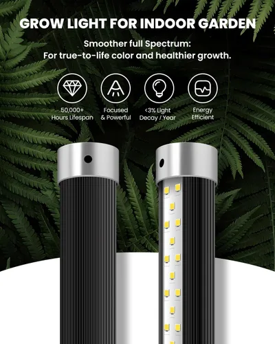 Vista 6 de SJZX - Luz de cultivo para plantas de interior, 40 LED de espectro completo con temporizador, luz de cultivo de alta PPFD, luz de cultivo vertical