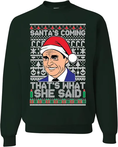 Vista 40 de wild custom apparel Suéter feo de Navidad a la moda más reciente de la colección 3 sudadera de cuello redondo Negro