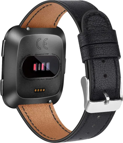 Vista 2 de Correas de cuero compatibles con pulseras Fitbit Versa 2 y Versa Lite, correa de cuero de repuesto clásica para Fitbit Versa SE para mujeres