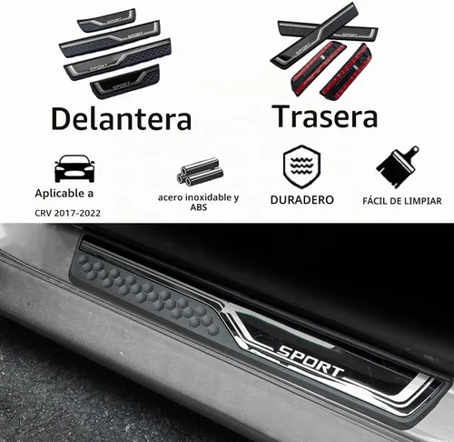 Vista 3 de Protector de entrada de puerta de automóvil, para Honda CR-V CRV 2017-2022, 4 unidades, acero inoxidable con ABS cubierta protectora para umbral