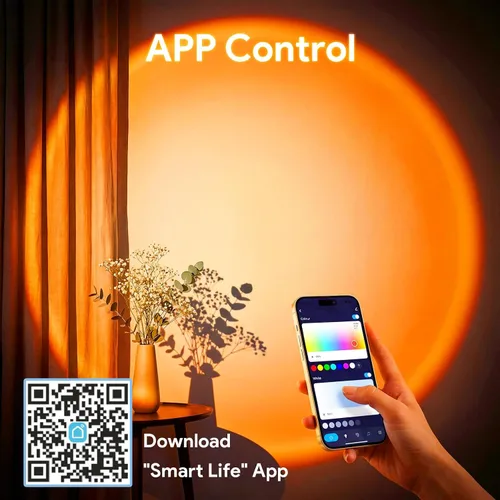 Vista 2 de Lámpara de puesta de sol, proyector de luces LED con control remoto, aplicación de control de botón, luz nocturna, luces RGB, luz solar, lámpara