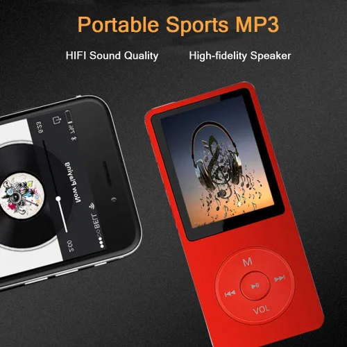 Vista 3 de Reproductor de MP3, reproductor de música con tarjeta micro SD de 16 GB, altavoz integrado/foto/reproducción de video/radio FM/grabadora