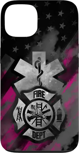 Vista 7 de EMT EMS Firefighter Pink Smoke Line USA American Flag Case for iPhone 17