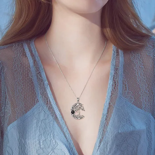 Vista 6 de ONEFINITY Tree of Life Necklace Sterling Silver I Love You 100 LanguagesMoonstone Necklace Cremation Jewelry for Women Girls Gifts