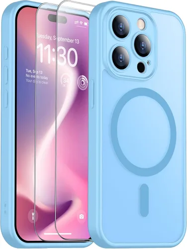Vista 230 de SPIDERCASE Funda magnética translúcida diseñada para iPhone 11, con 2 protectores de pantalla de vidrio templado, antihuellas, para iPhone 11 de 6.1