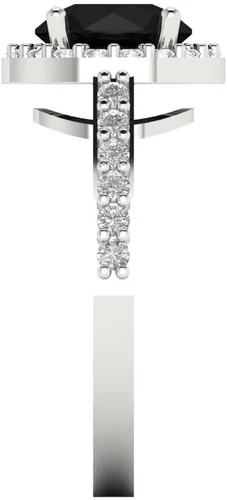 Vista 3 de 2.37ct brillante corte redondo solitario halo natural ónix negro diseñador moderno declaración acento anillo sólido 14k oro blanco