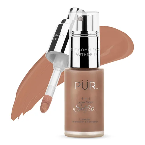 Vista 18 de PÜR MINERALS 4-in-1 Love Your Selfie Foundation & Concealer - Longwear Medium-to-Full Coverage Liquid Makeup Foundation with Hydrating Blend for